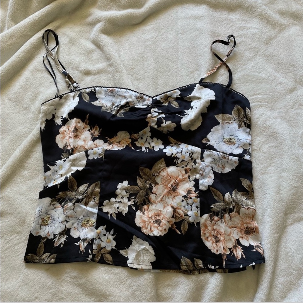 re:named Black Floral Camisole Top